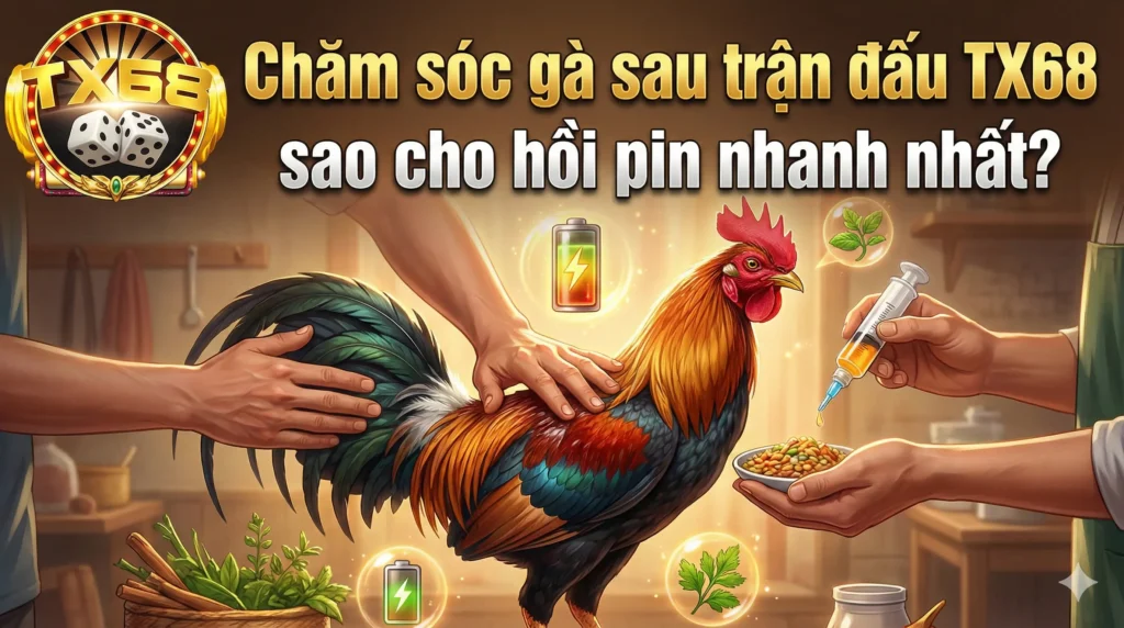Chăm sóc gà sau trận đấu TX68 sao cho hồi pin nhanh nhất