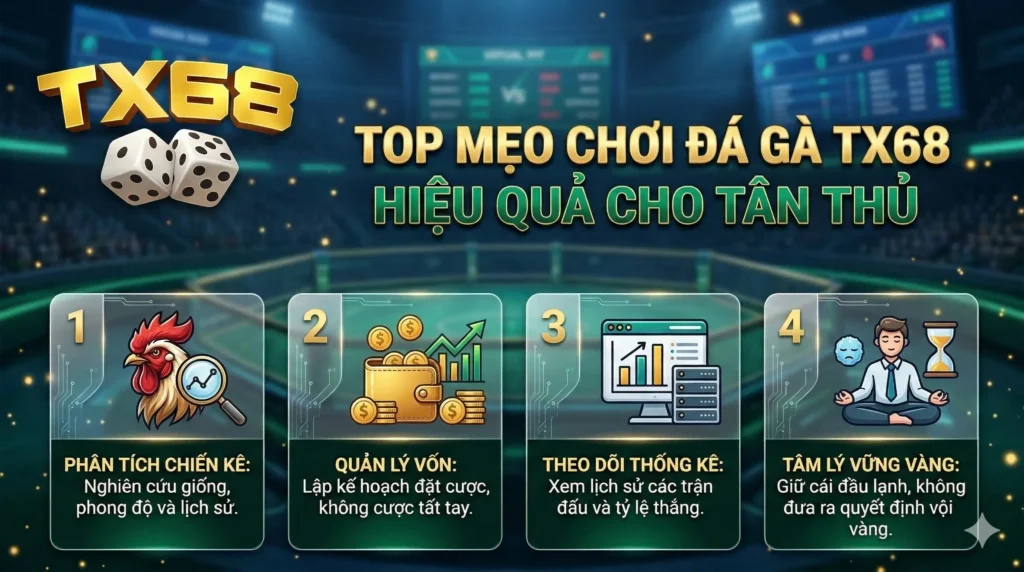 Top mẹo chơi đá gà TX68 hiệu quả cho tân thủ